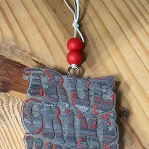 Gray and Red True Crime Car Freshie